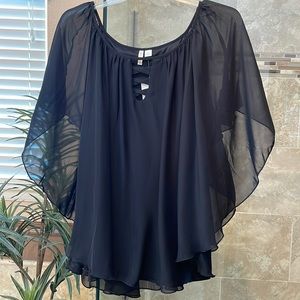 NWT Cato one-piece tank-style with sheer overlay, L